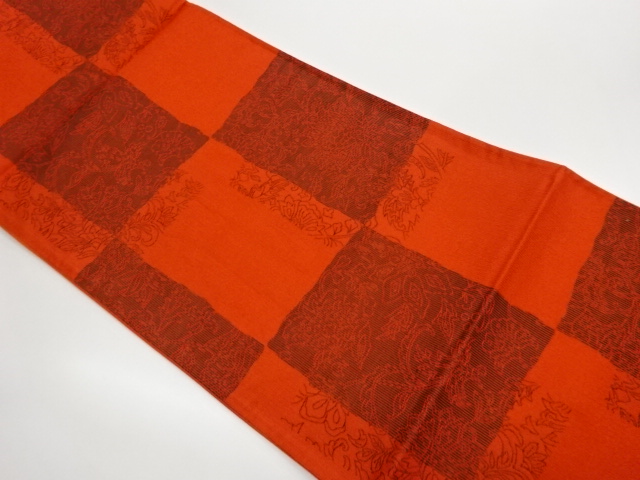 JAPANESE FUKURO OBI / CHIKUZEN HAKATA / WOVEN FLOWER ARABESQUE